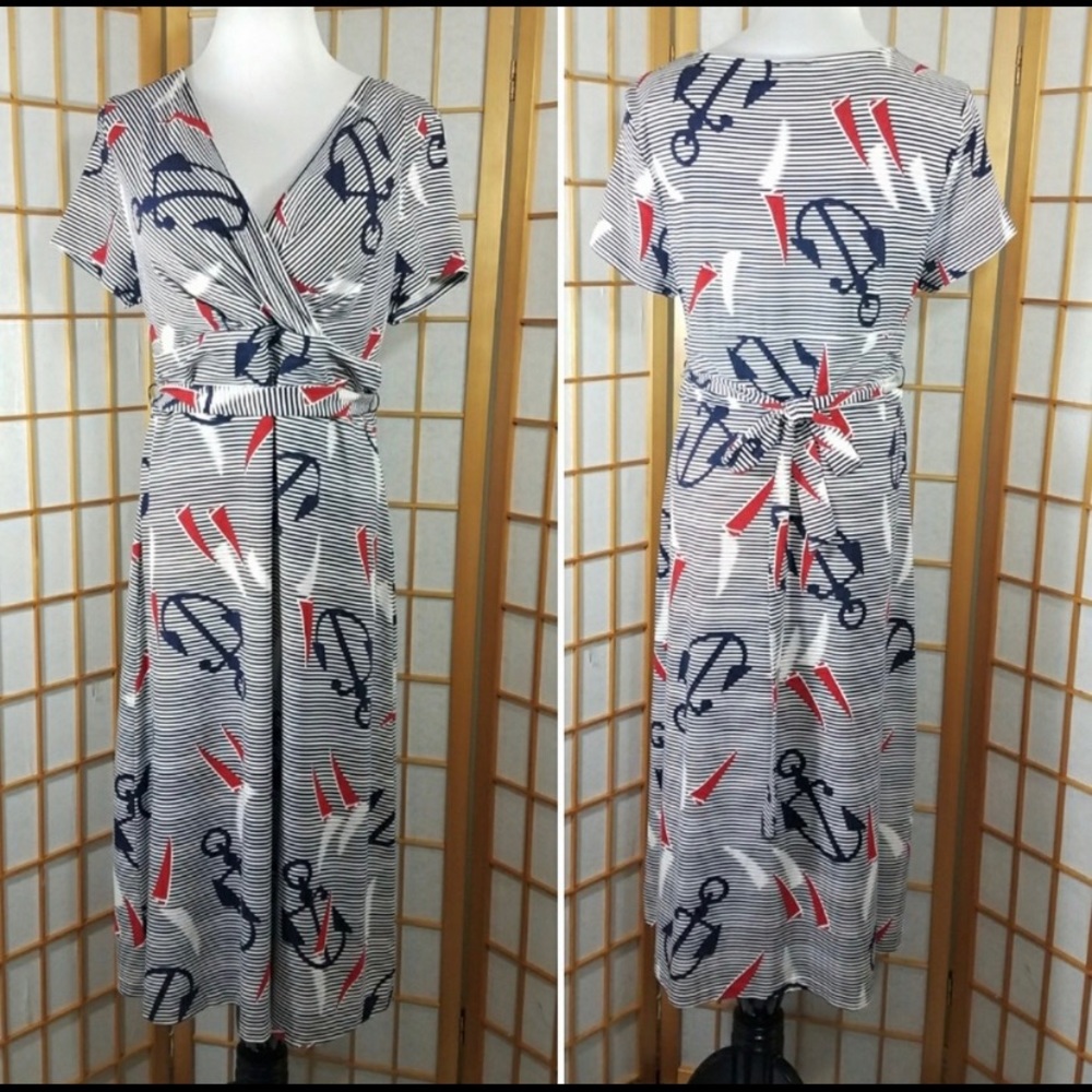 Talbots nautical fall wrap dress, anchor print